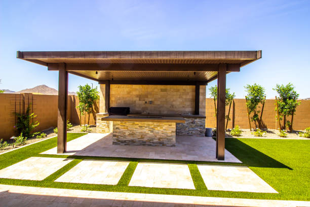 Outdoor kitchens and pergola covering by BA Lawns & Landscaping
